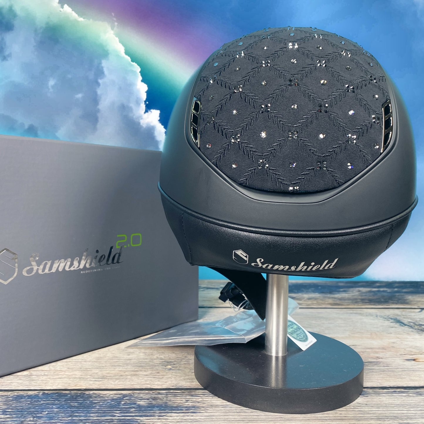 Samshield Reithelm "Shadow 2.0" schwarz "royal flower swarovski" Größe M (55-58 cm)