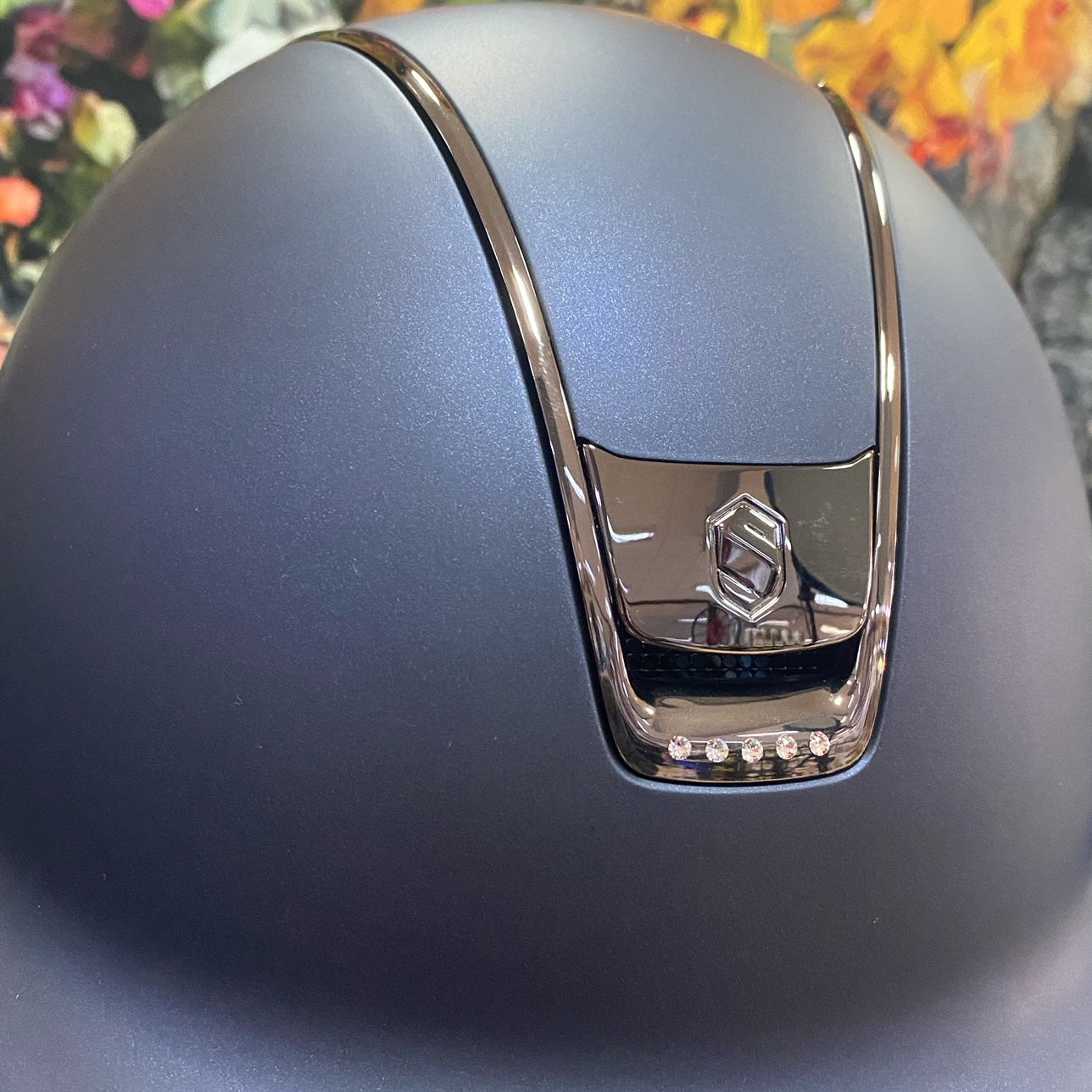 Samshield Reithelm "Shadow 2.0" blau Trim 5 Swarovski-Kristalle Größe M (55-58 cm)