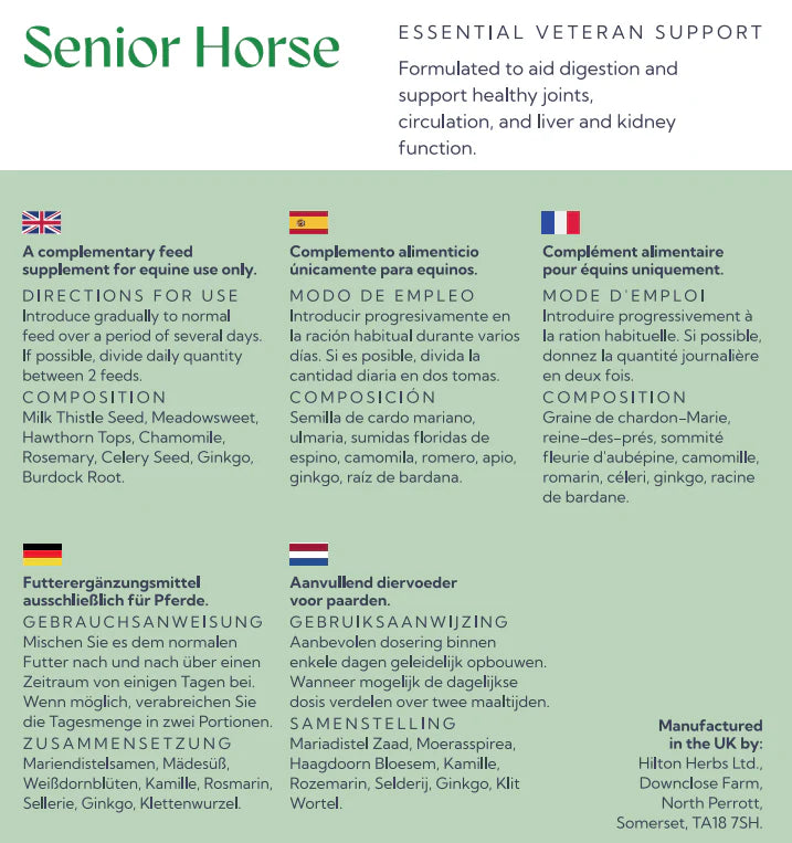 Hilton Herbs Senior Horse - Vitalität durch Kräuter für ältere Pferde