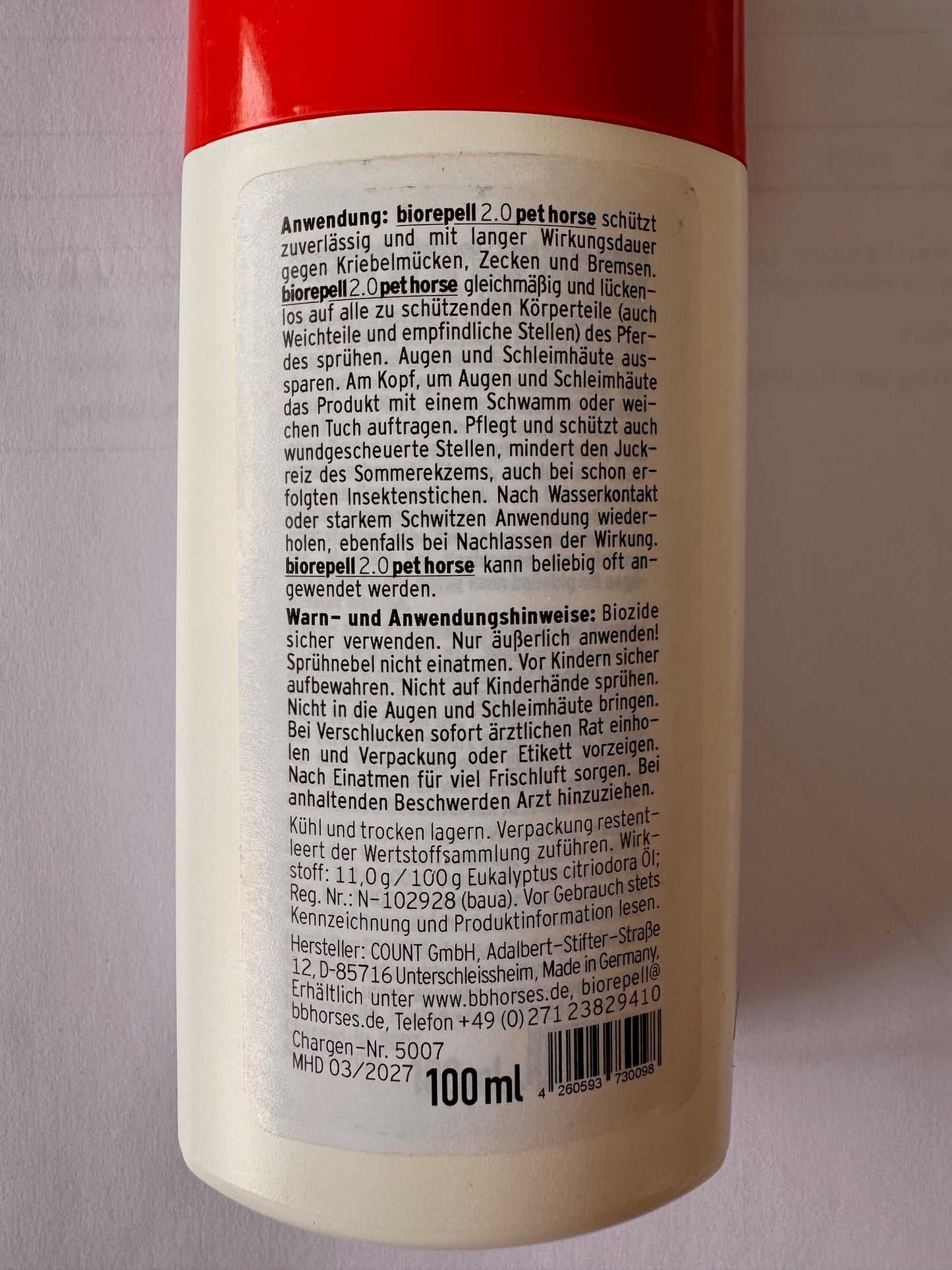 biorepell 2.0 horse/pet 100 ml - Insektenabwehr für Pferd & Haustier