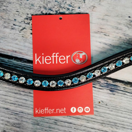 Kieffer - Stirnband schwarz/schwarz unterlegt, geschwungen Kristalle weiss/blau