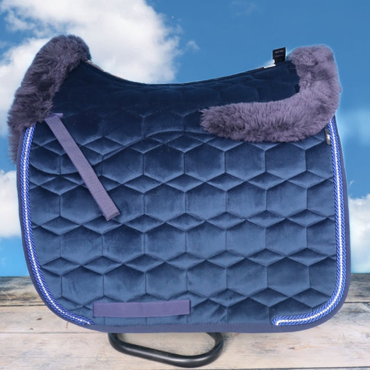 MATTES Lammfell Schabracke Dressur mit Strass - Navy/Samt