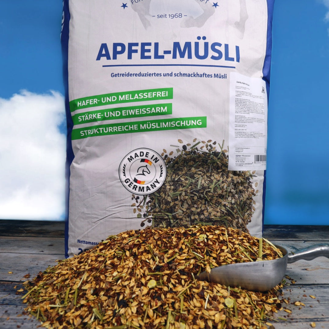 DERBY Apfel Müsli - Eiweißarmes Natur-Müsli für Freizeitpferde