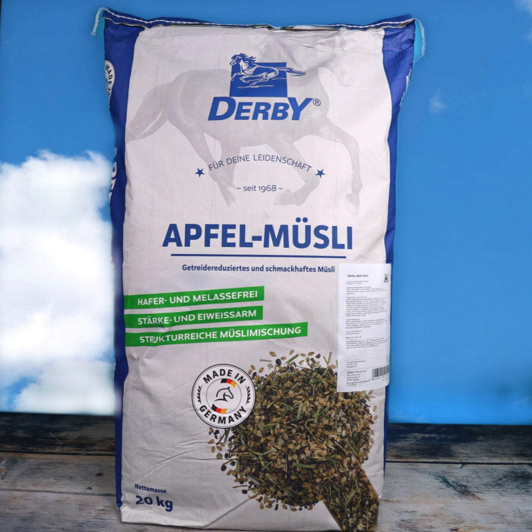 DERBY Apfel Müsli - Eiweißarmes Natur-Müsli für Freizeitpferde