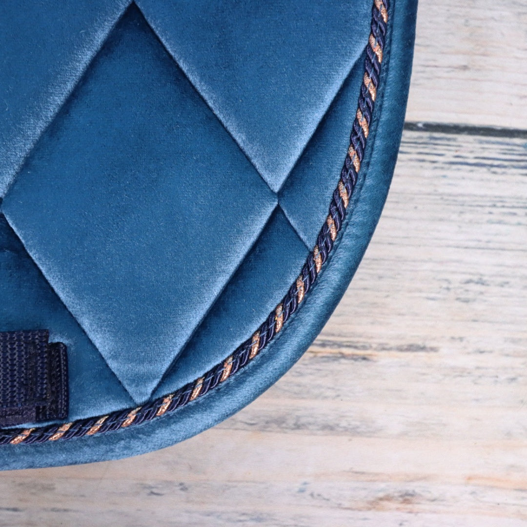 MRS. ROS - Velvet Iconic Dressage Saddle Pad - Deep Sea