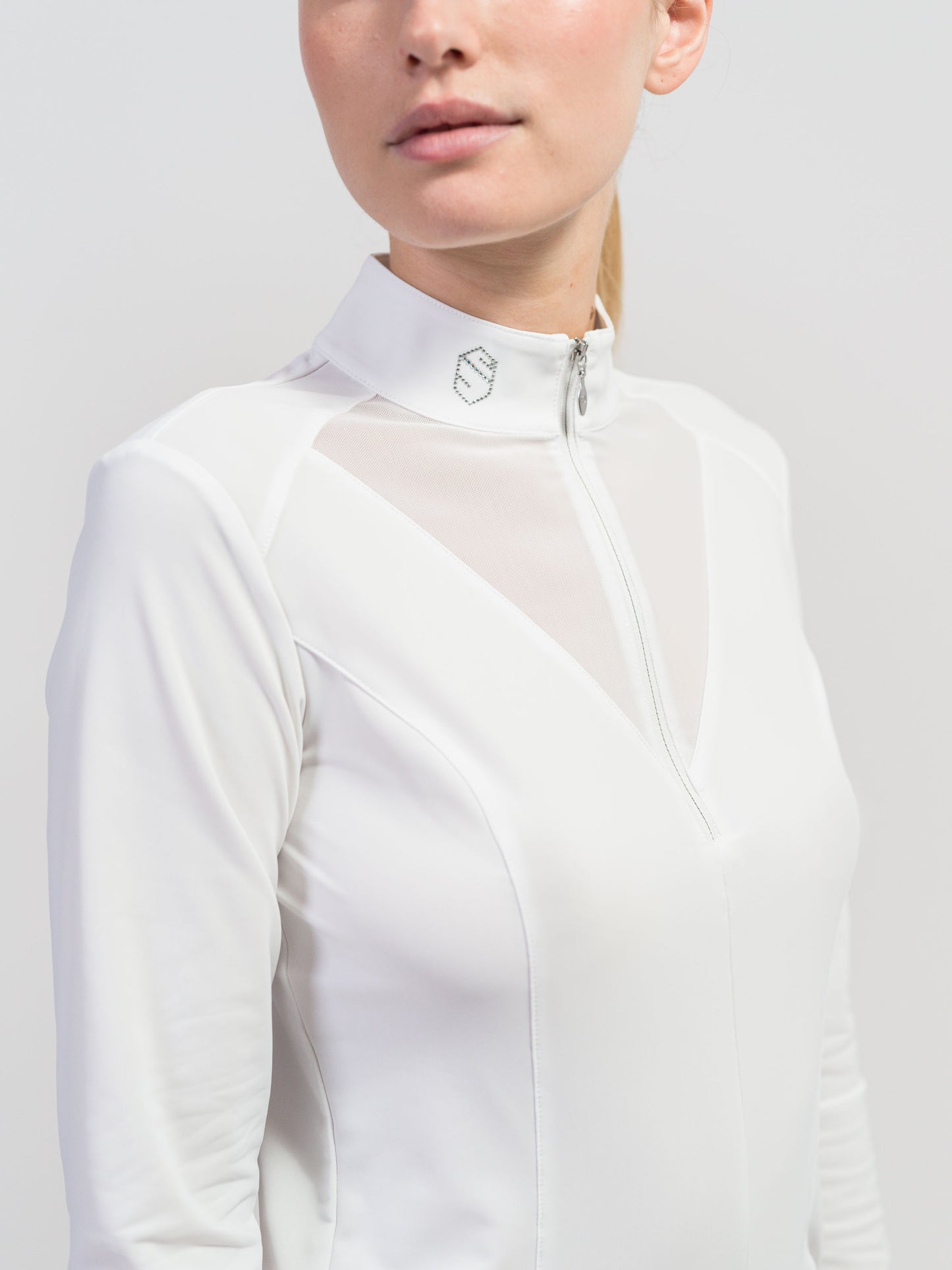 Samshield Damen Langarmshirt Jordana - weiß ton in ton & schwarz/champagne