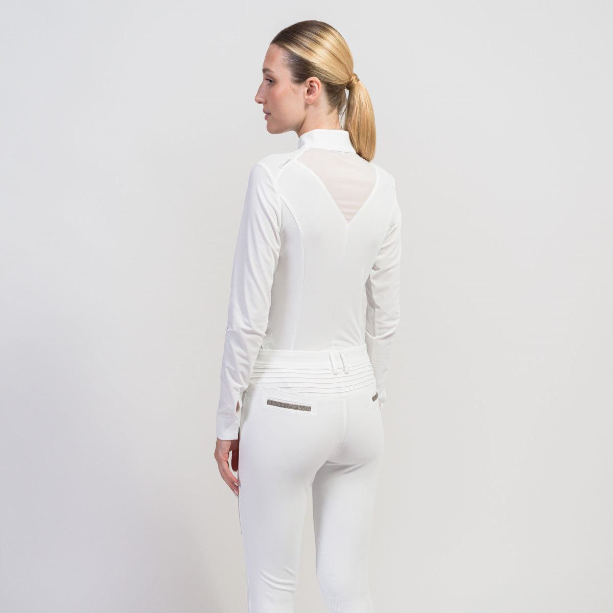 Samshield Damen Langarmshirt Jordana - weiß ton in ton & schwarz/champagne
