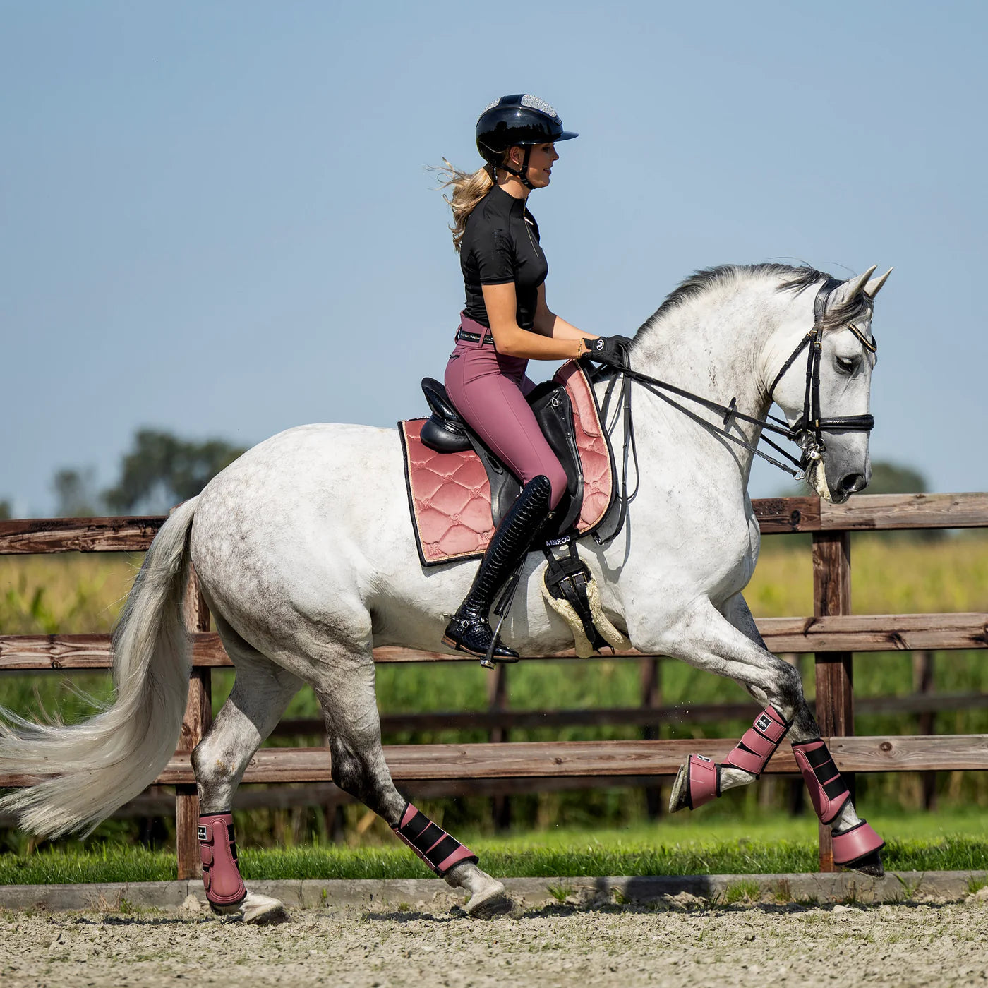 MRS. ROS -  Charmer Dressage Saddle Pad - Blushing Rose Velvet