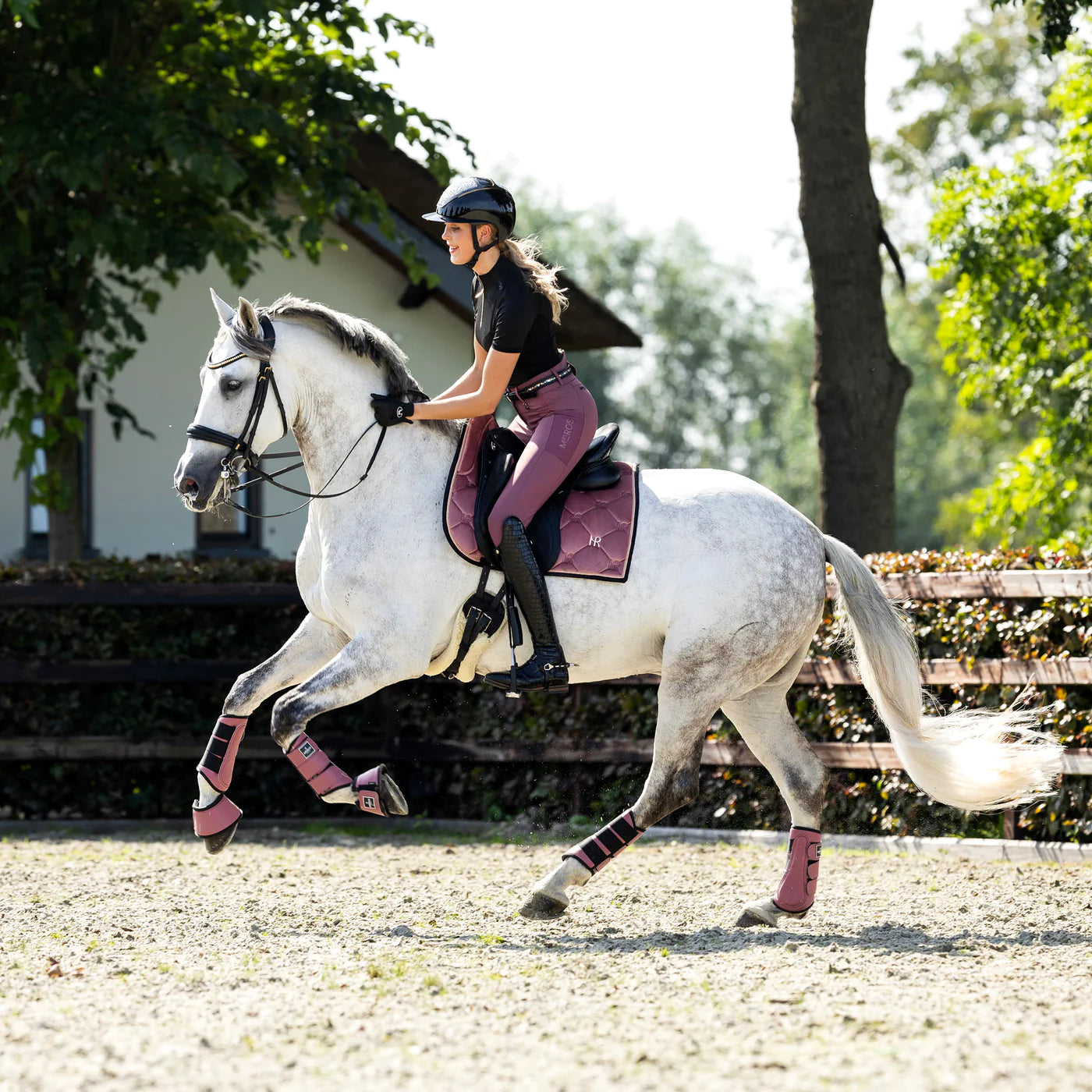 MRS. ROS -  Charmer Dressage Saddle Pad - Blushing Rose Velvet