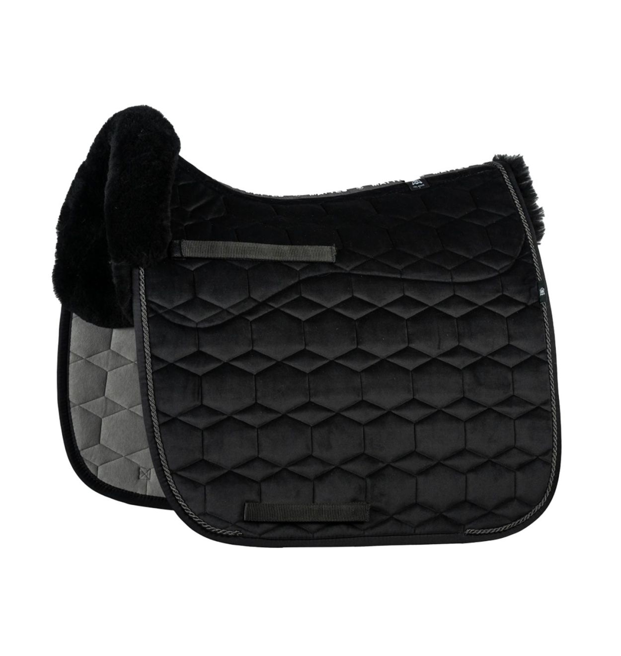 MATTES Lammfell Schabracke Dressur mit Strass - Schwarz/Glanz