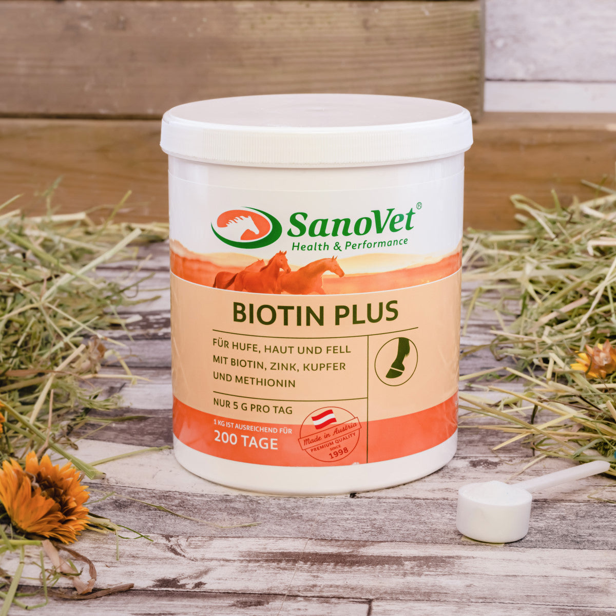 SanoVet Biotin Plus - Das hochkonzentrierte Biotin verfügt über höchste Bioverfügbarkeit.