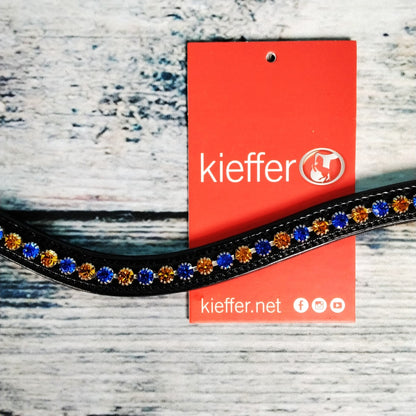 Kieffer - Stirnband schwarz/schwarz unterlegt, geschwungen Kristalle marine/orange