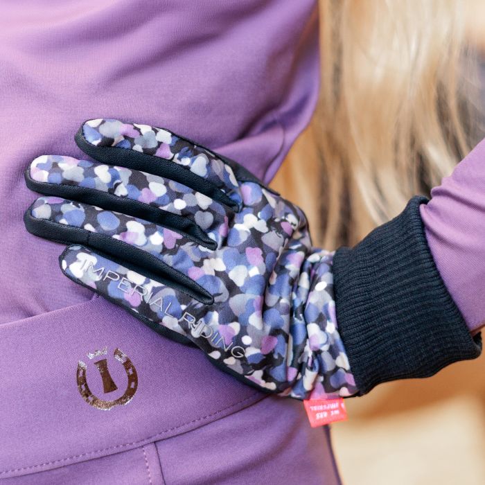 Imperial Riding - KIDS Gloves IRHHide & Shine - Lovefetti Dark