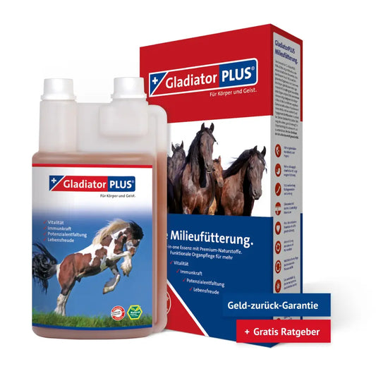 GladiatorPLUS Pferd - Unterstütze dein Pferd ganzheitlich – mit nur einem Schluck pro Tag!