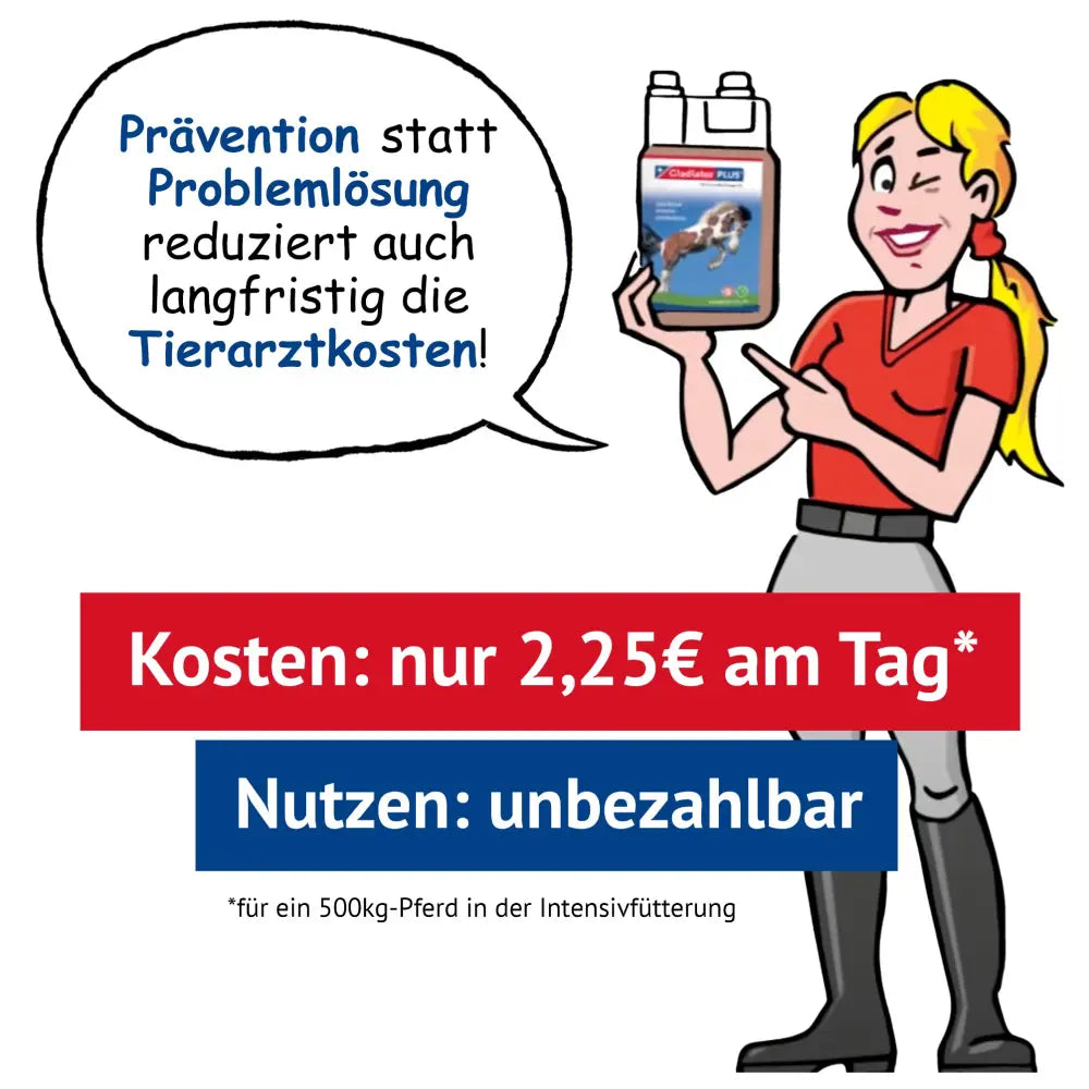 GladiatorPLUS Pferd - Unterstütze dein Pferd ganzheitlich – mit nur einem Schluck pro Tag!