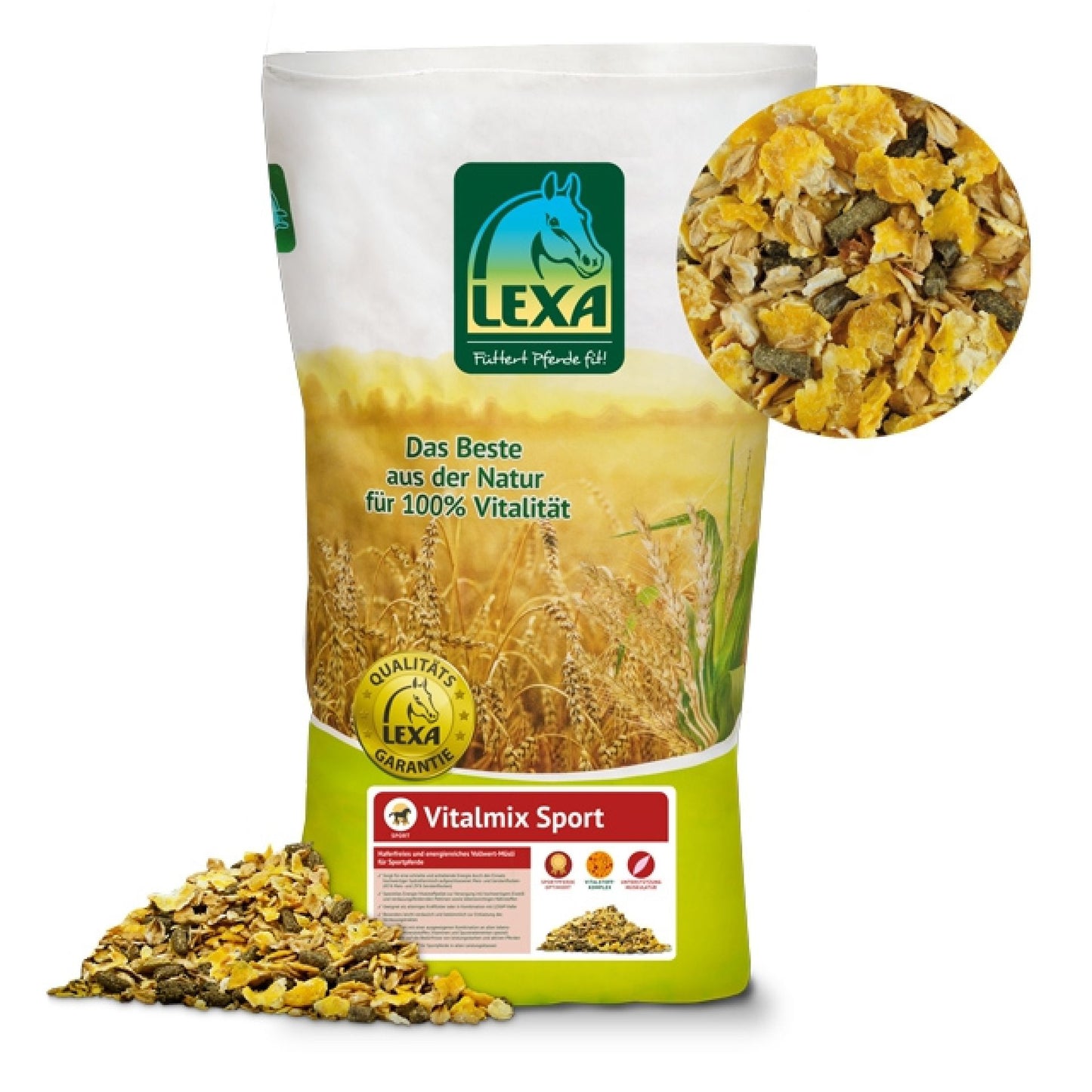 Lexa - Vitalmix Sport - Haferfreies und energiereiches Vollwert-Müsli für Sportpferde in Premium-Qualität.